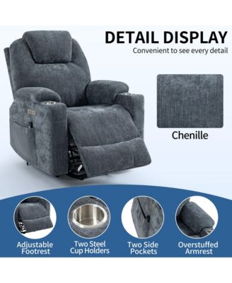 Power Lift Recliner Chair, Heavy Duty, 350 LBS Capacity, Dual Motor, Massage & Heating, USB & Type-C Ports