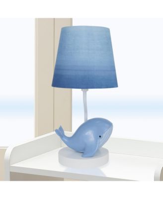 Bubbles & Squirt Hand Painted Whale Lamp with Blue Shade and Bulb