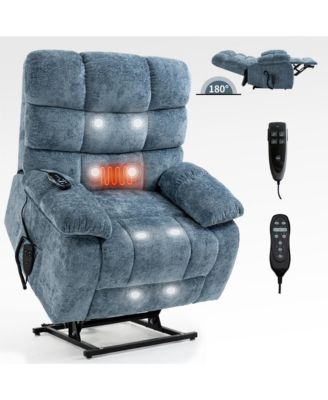 Lift Recliner Chair Heat Massage Dual Motor Infinite Position Up to 350 LBS Large Electric Power Lift Recliners with Power-Remote