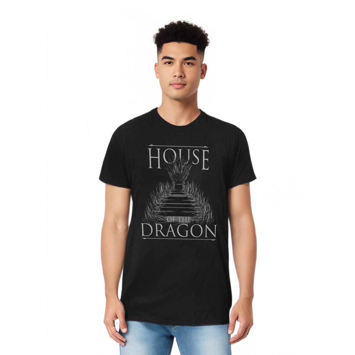 Mens Sword Throne Short Sleeve Adult Tall Tee / T-Shirt - Black