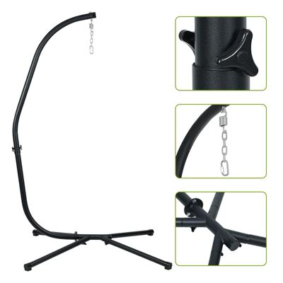 Hammock Steel C Stand -Stand for Hanging Hammock Chairs - 300 Pound Capacity, Black