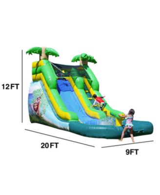 HeroKiddo 12  Safari Commercial Grade Water Slide with Pool for Kids and Adults (with Blower), Water Cannon, Wet Dry Use, Outdoor Indoor, Big Inflatable, Birthday Party, Rental Quality