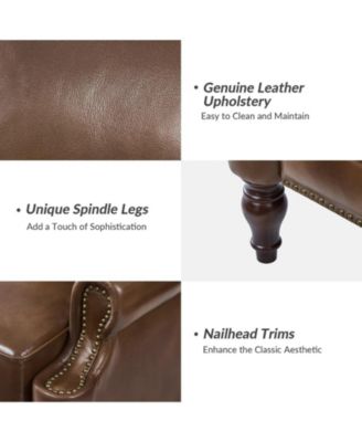 Genuine Leather Spindle Leg Volkert Traditional Manual Recliner