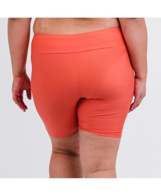 Plus Size Chlorine Resistant High Waisted Mid-Thigh Swim Shorts