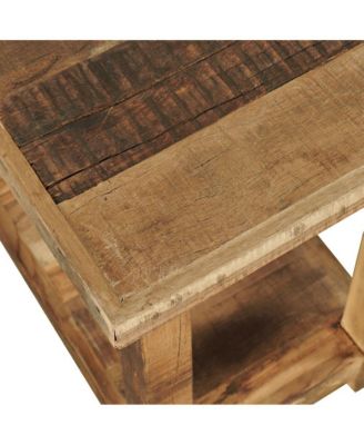 Reclamation Rustic Reclaimed Solid Wood Chairside End Table with Storage Shelf
