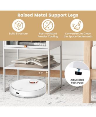 Nightstand with Flip up Door Storage Shelf