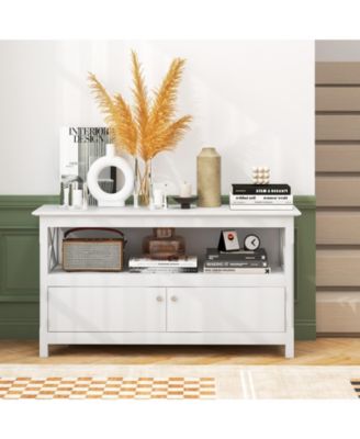 TV Stand Entertainment Center with Charging Station for TVs up to 50 Inch