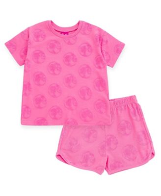 Toddler Girls French Terry Drop Shoulder T-Shirt and Dolphin Shorts Outfit Set