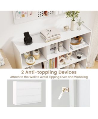 3-Tier Open Bookcase 8-Cube Floor Standing Storage Shelves Display Cabinet