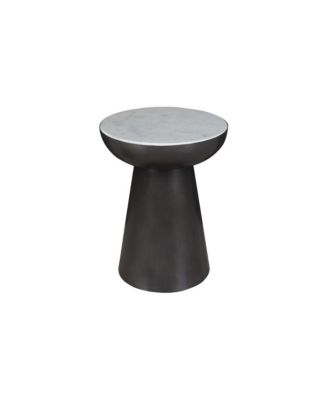 Circularity Modern Luxury Marble and Iron 18" Round Pedestal End Table