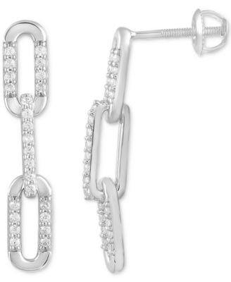 Macy's - Diamond Link Drop Earrings (1/4 ct. t.w.) in 10k White Gold