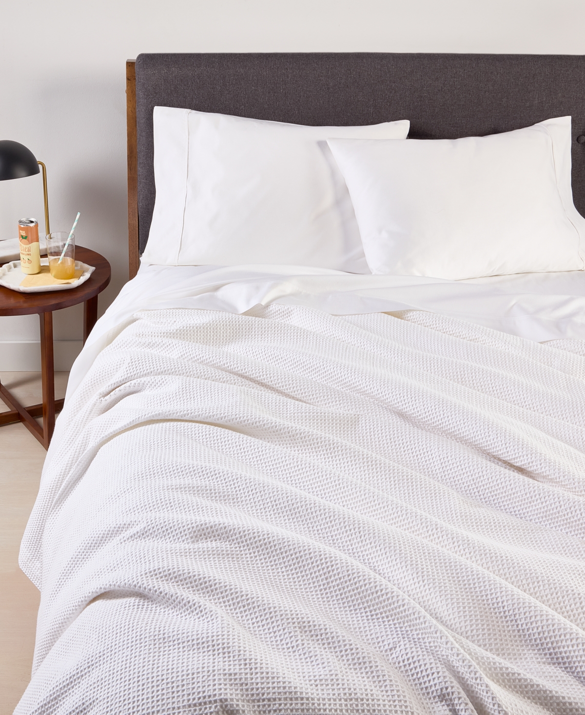 Arch Studio Waffle Cotton Blanket, Twin, Exclusively At Macy's In White