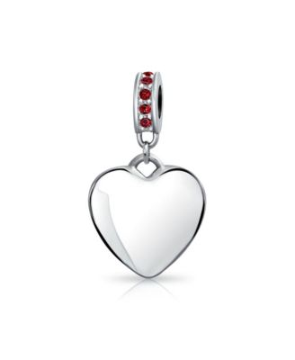 Bling Jewelry Crystal Accent Bale Heart Shape Dangle Bead Charm Sterling Silver - Dark red 25$