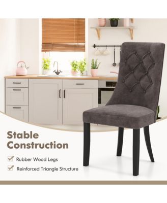 Tufted Dining Chairs Set of 4 w/ High Backrest Rubber Wood Legs Padded Seat