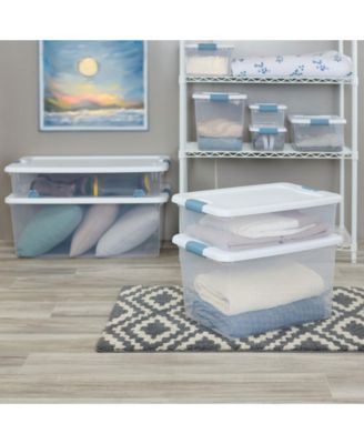 Sterilite Clear Plastic 6 Quart Storage Box Container with Latching Lid, 24 Pack
