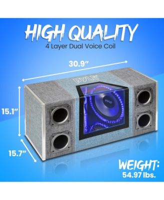 Dual Subwoofer Box System, 12'' Vented Enclosure, 1200W Max, LED Lights