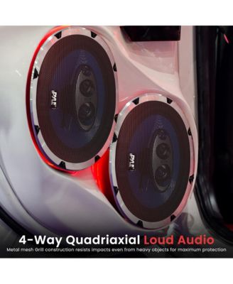 7'' x 10'' Four-Way Quadriaxial Car Speakers, 500W, Blue (Pair)