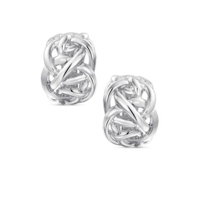Fashion Open Criss Cross Celtic Love Knot Weave Half Hoop Clip On Earrings Non Pierced Ears Silver Plated