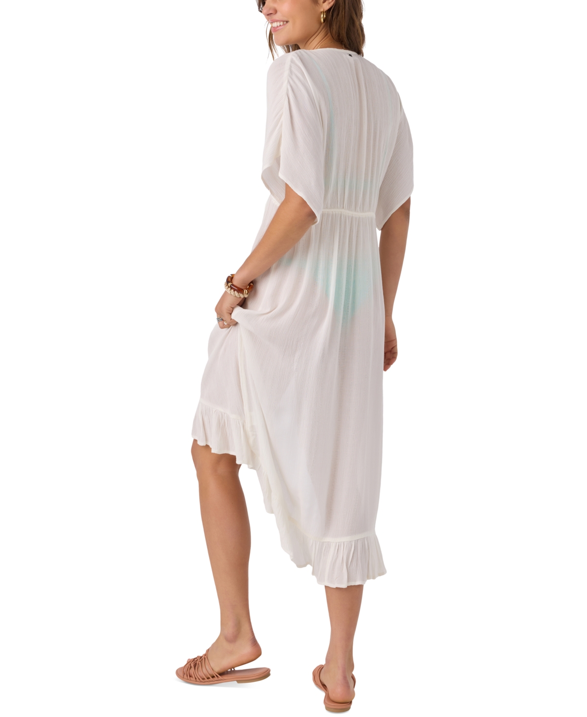 Shop O'neill Women's Wilder Tassel-tie Midi Cover-up Gown In Vanilla