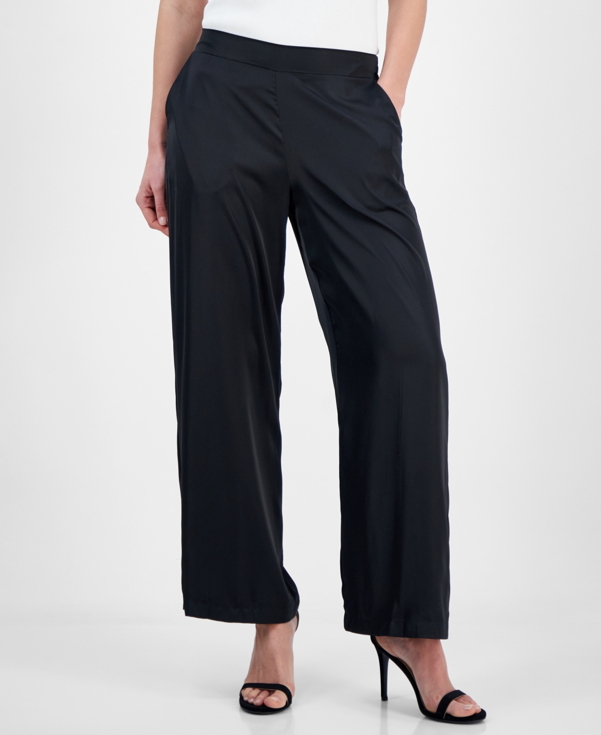 T Tahari Women's Pull-on Wide-leg Ankle Pants In Black