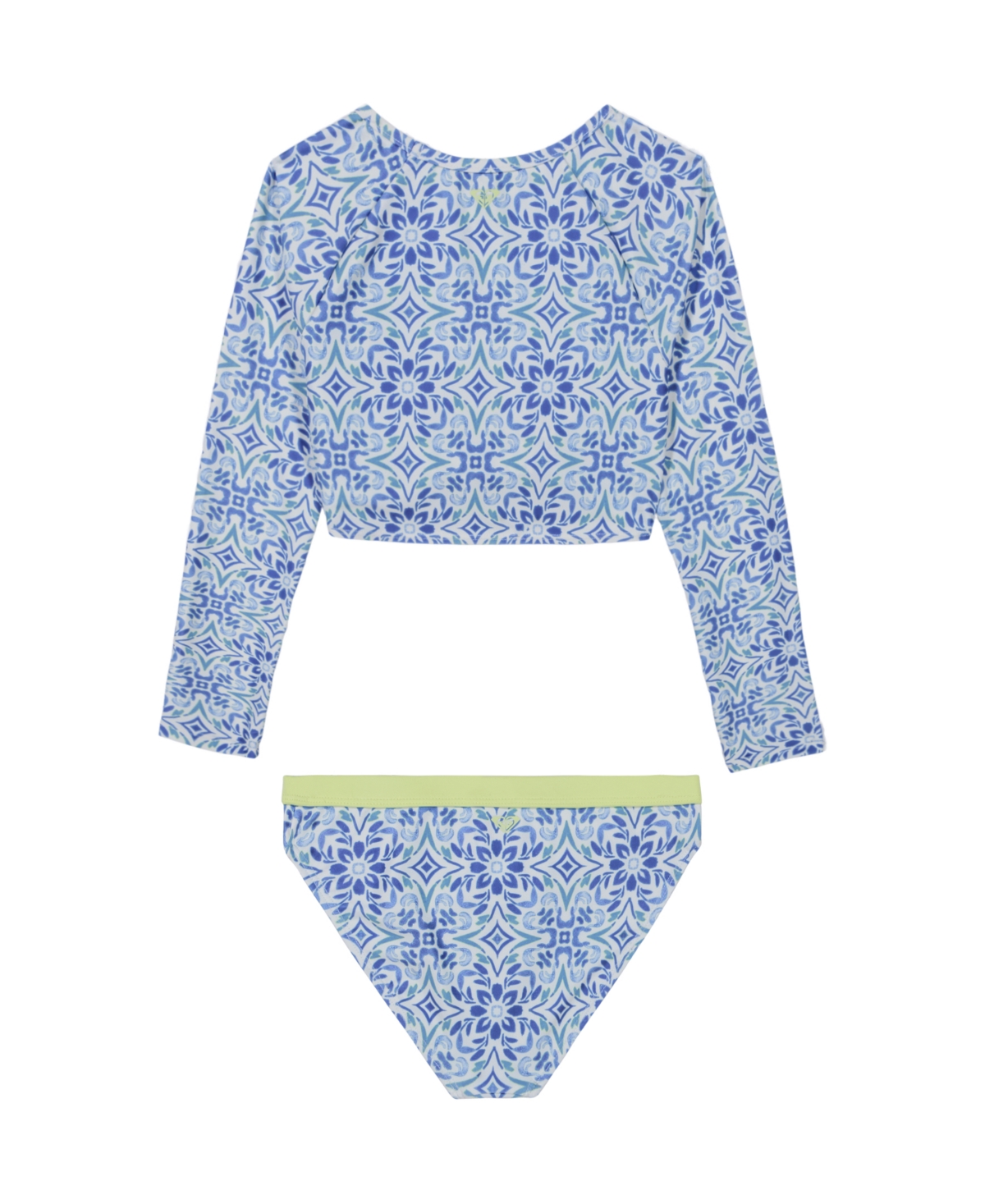 Roxy Big Girls Fresco Tile Crop Rashguard, 2-piece Set In Blue Bonnet