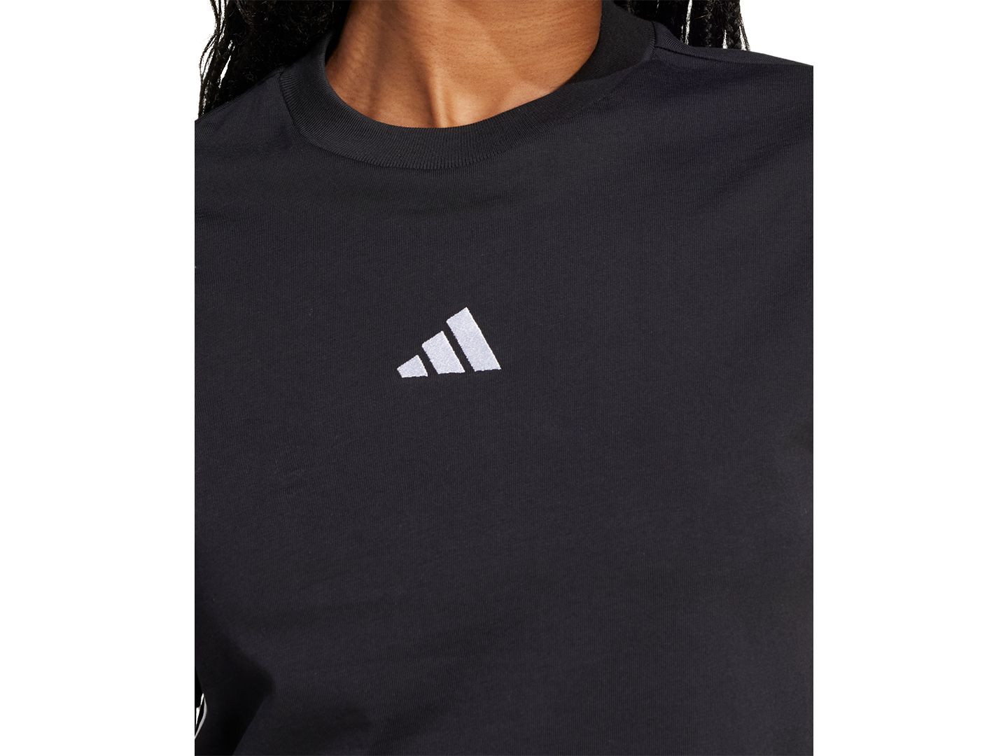 Женская футболка adidas Essentials 3-Stripes Cotton, цвет: Чёрный / Белый — фото 5