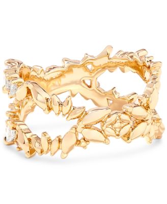 14k Gold-Plated Cubic Zirconia Double Band Ring