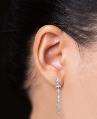 Diamond Vine Inspired Linear Drop Earrings (1/3 ct. t.w.) in Sterling Silver