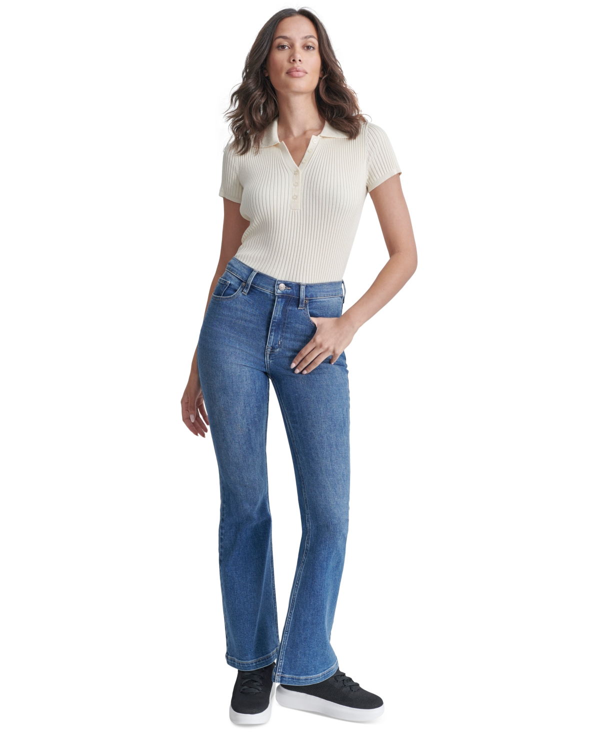 DKNY JEANS WOMEN'S HIGH-RISE FLARE-LEG ANKLE JEANS 