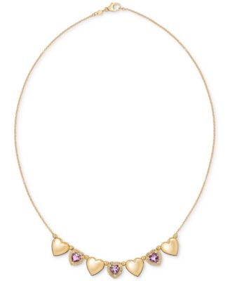 Amethyst (3 ct. t.w.) & White Topaz (3/4 ct. t.w.) Puffed Heart 18" Necklace in 14k Gold-Plated Sterling Silver