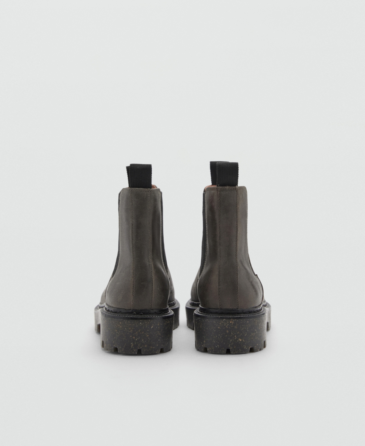 Mango Leather Chelsea Ankle Boots Grey In Gray