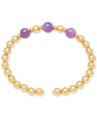 Amethyst Polished Bead Bangle Cuff Bracelet (6 ct. t.w.) in 14k Gold Over Sterling Silver