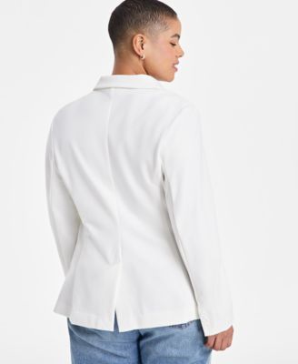 Trendy Plus Size Longline Ponté-Knit Blazer, Created for Macy's