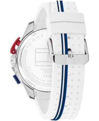 Men's Chronograph White Silicone Strap Watch, 46mm