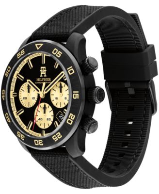 Men's Chronograph Black Cordura & Black Silicone Strap Watch, 42mm