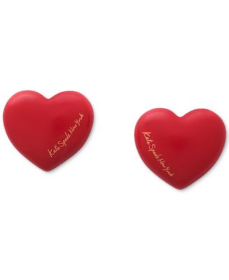 kate spade new york - Red Enamel Logo Heart Statement Stud Earrings