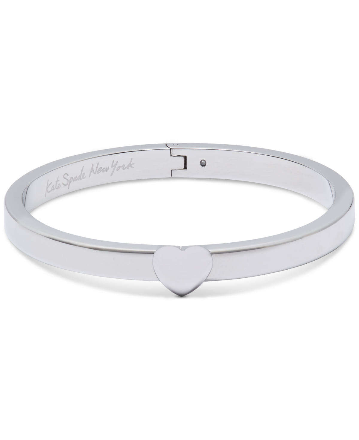 Shop Kate Spade Enamel Polished Heart You Bangle Bracelet In Silver