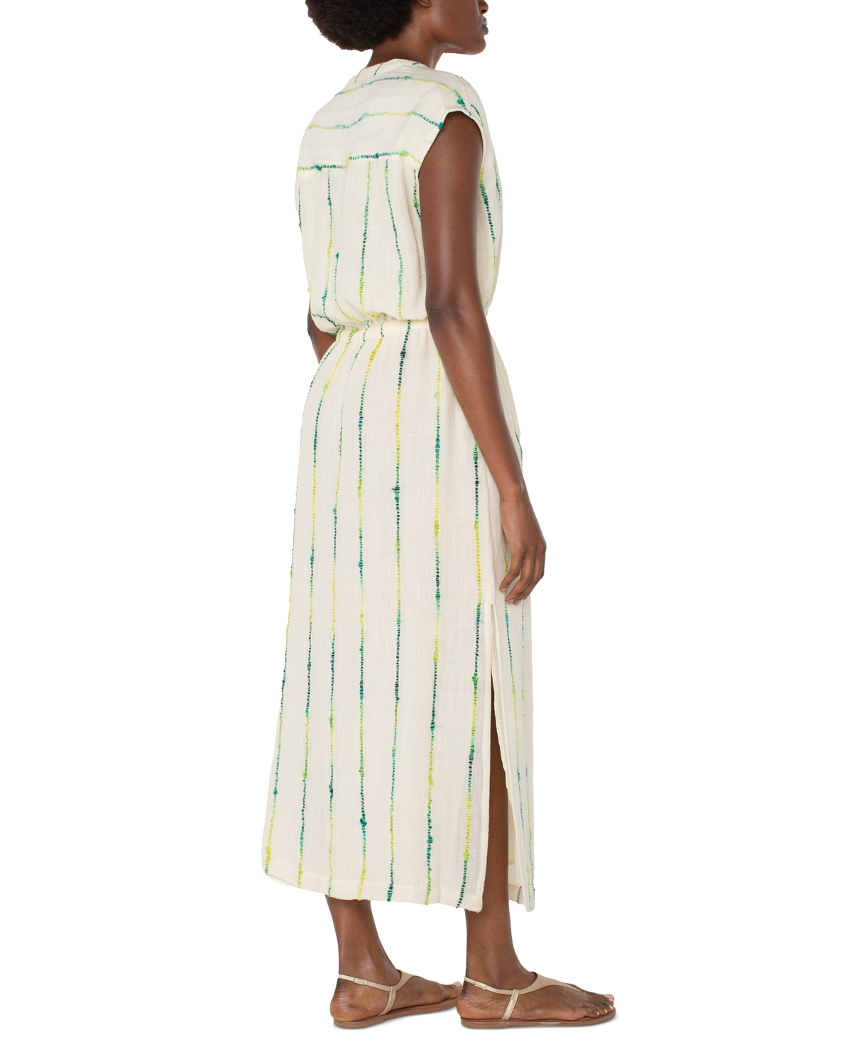 Liverpool Los Angeles Dolman Sleeve Midi Dress In Natural,green Ombre Sripe