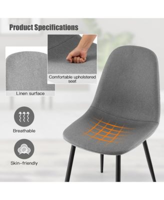 Dining Chairs Set of 4 Upholstered Fabric Chairs W/Metal Legs for Living Room