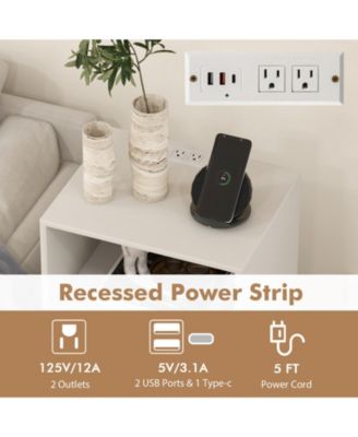 Record Player Stand with Charging Station for Living Room Bedroom