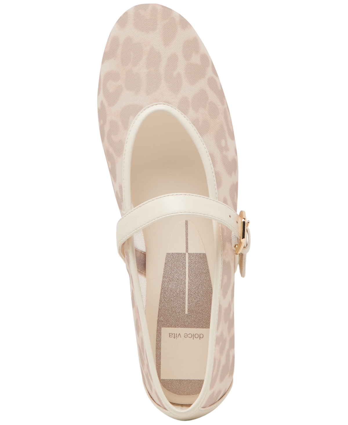 Dolce Vita Women's Roslyn Mesh Mary Jane Flats In White Leopard Mesh