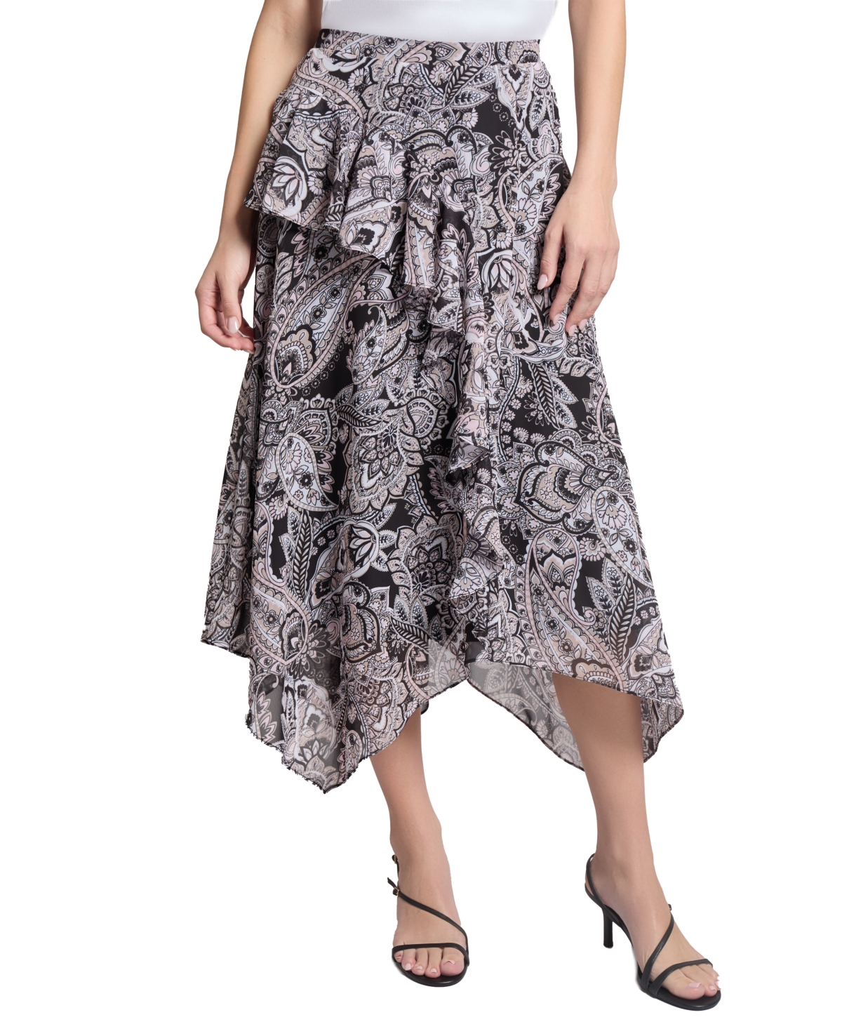 Shop Jones New York Women's Paisley-print Bias-cut Midi Skirt In Jones Black