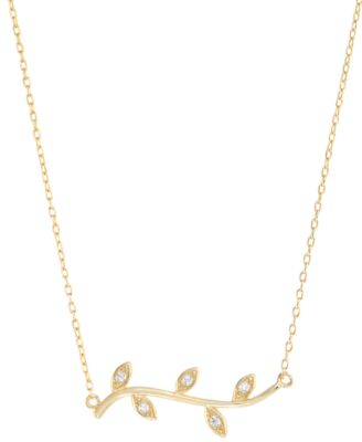 Macy's - Cubic Zirconia Vine Pendant Necklace in 14k Gold-Plated Sterling Silver, 16" + 3" extender