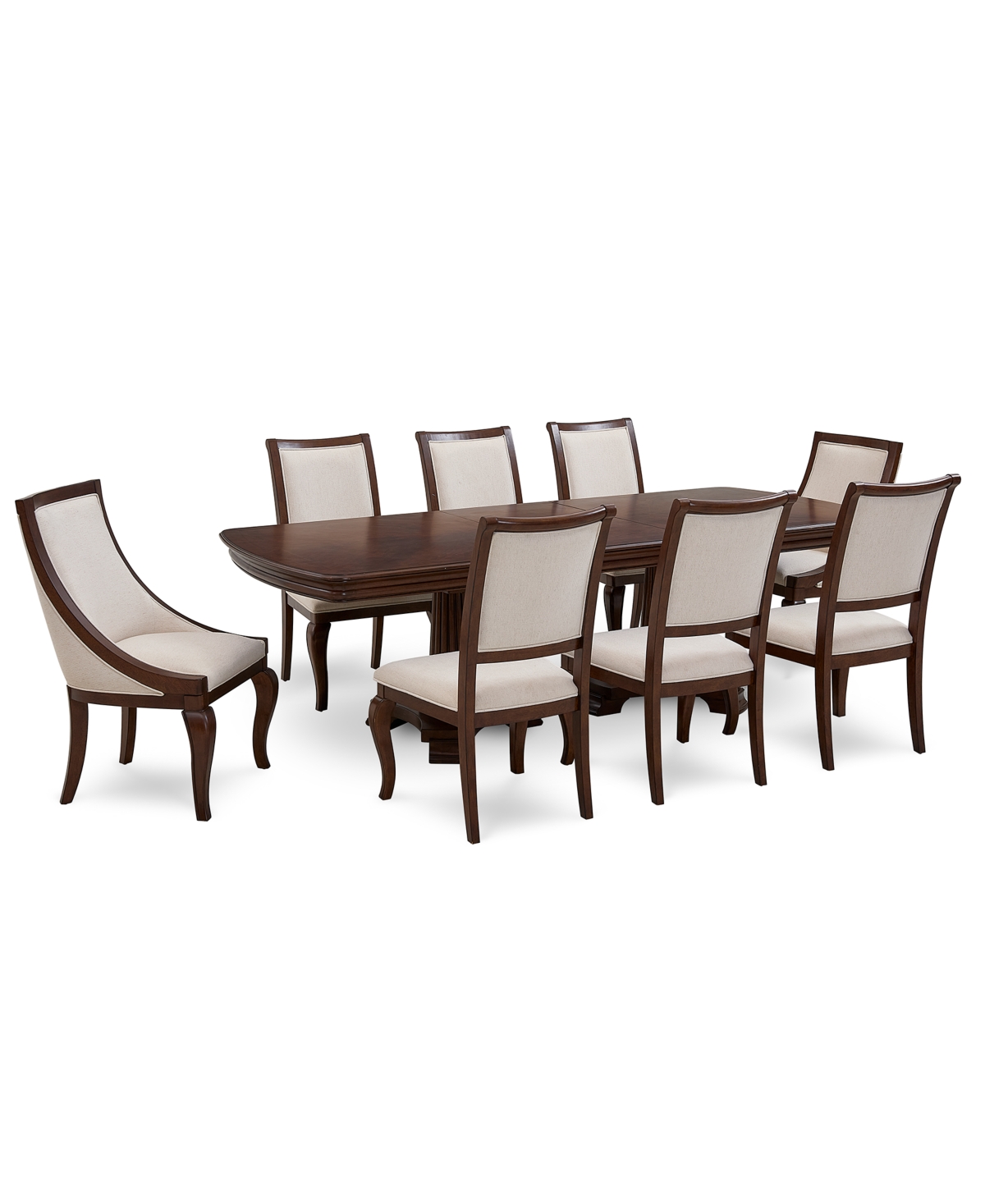 Macy's Nelman 9-pc. Rectangular Dining Set (table, 6 Side Chairs & 2 Host Chairs), Created For  In Brown