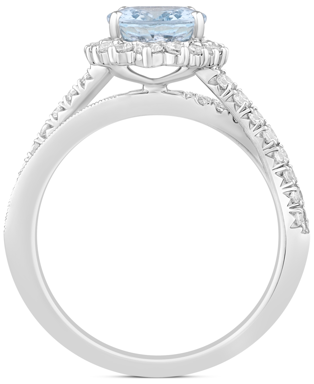 Macy's Aquamarine (1-1/2 Ct. T.w.) & Diamond (7/8 Ct. T.w.) Oval Halo Bridal Set In 14k White Gold In Aquamarine
