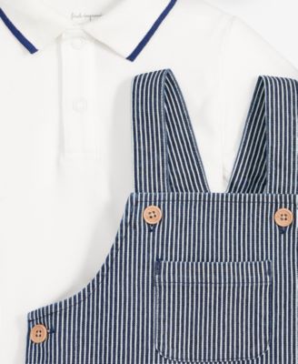 Baby Boys Polo Shirt & Striped Shortall, 2 Piece Set