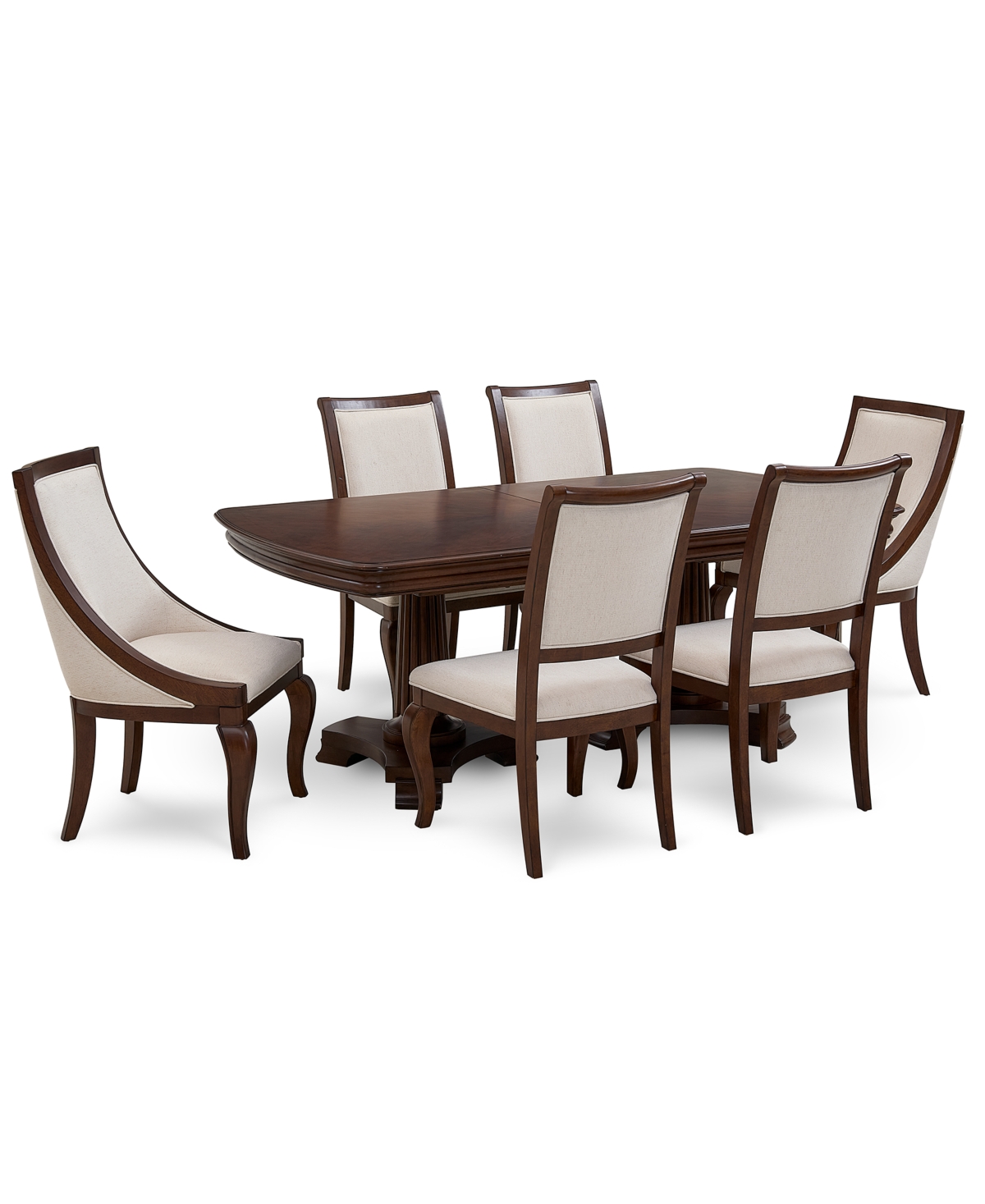 Macy's Nelman 7-pc. Rectangular Dining Set (table, 4 Side Chairs & 2 Host Chairs), Created For  In Brown