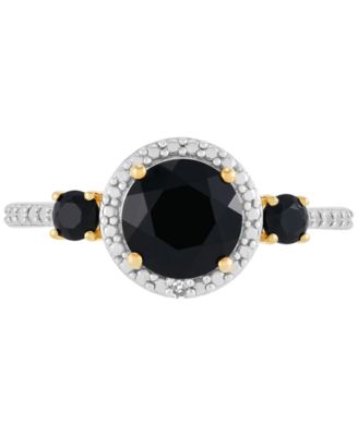 Onyx & Diamond Accent Ring in 14k Gold Over Sterling Silver