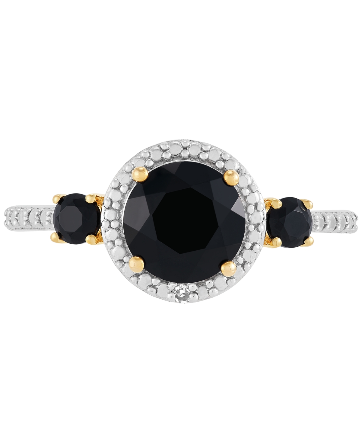Macy's Onyx & Diamond Accent Ring In 14k Gold Over Sterling Silver In Onyx