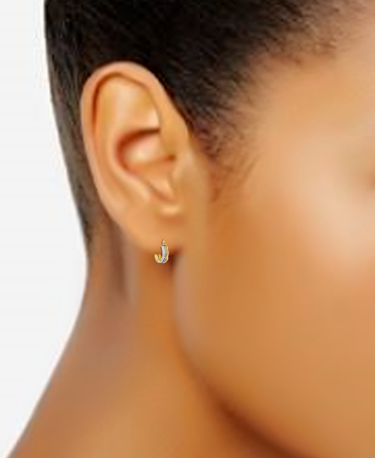 Giani Bernini Cubic Zirconia Channel Set & Twist Double Row Small Hoop Earrings In Sterling Silver, 0.59", Exclusi In Gold